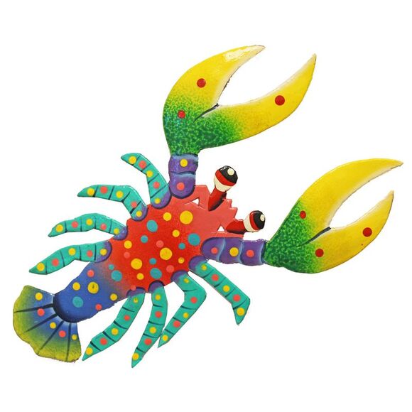 Haitian Metal Art Other - Bright Whimsical Funky Lobster 10 Inch Haitian Metal Art Wall Decor